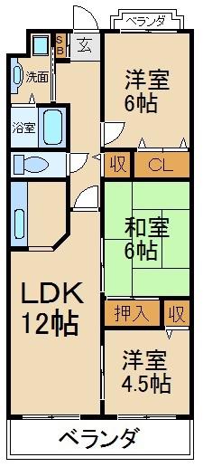 フェリース樟葉(3LDK/2階)の間取り写真