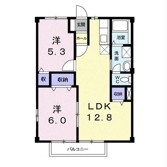 ニューシティー大江(2LDK/2階)の間取り写真