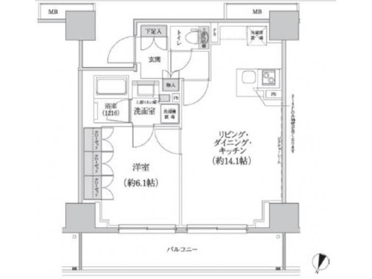 パークハビオ渋谷本町レジデンス(1LDK/4階)の間取り写真