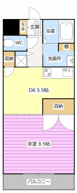 セントラルヒルズB(1DK/2階)の間取り写真