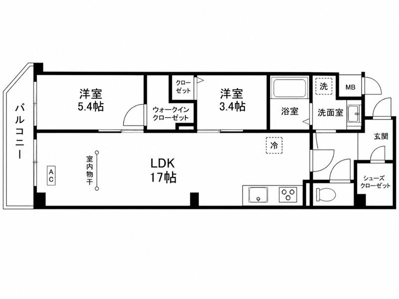 D-ROOM上京区小山町(2LDK/5階)の間取り写真