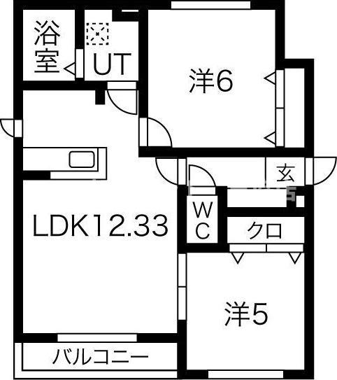 GLOIR恵庭(2LDK/1階)の間取り写真