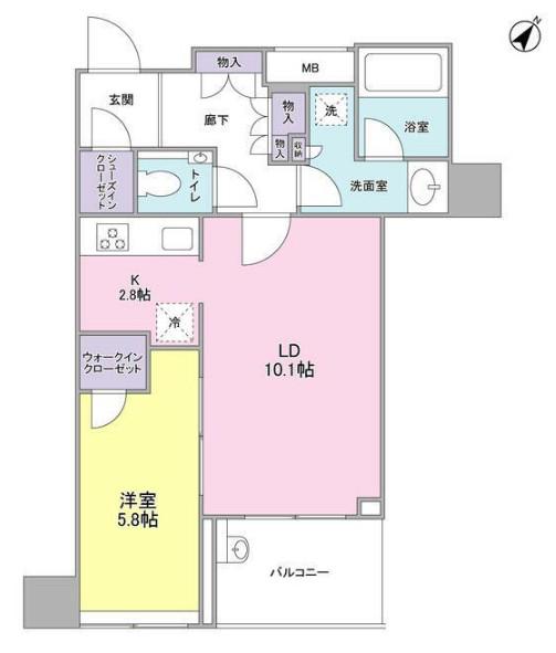 クロスエアタワー(1LDK/21階)の間取り写真