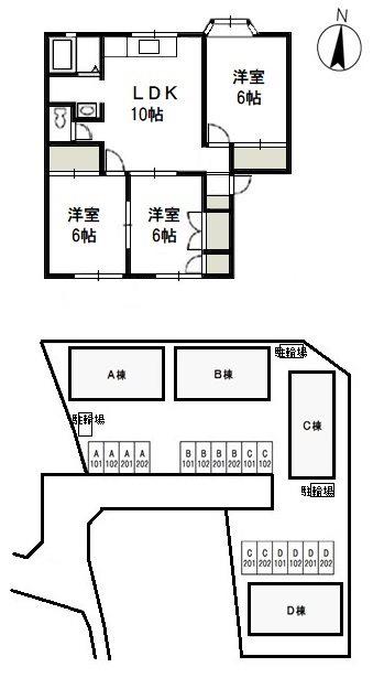 シティークレストA(3LDK/1階)の間取り写真