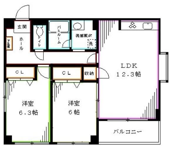 カサベラ(2LDK/2階)の間取り写真