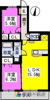ラフィーネ(2LDK/1階)の間取り写真