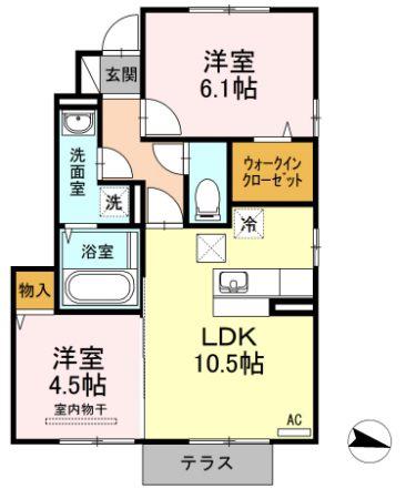 エスポワール(2LDK/1階)の間取り写真