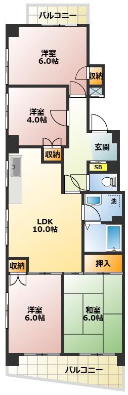 パープルハイム(4LDK/2階)の間取り写真