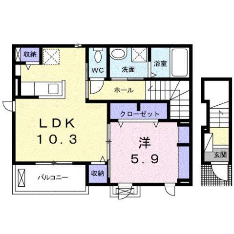 グラナーダ A(1LDK/2階)の間取り写真