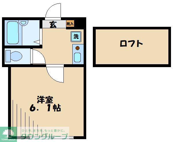 ミキハイツ淵野辺(1K/1階)の間取り写真