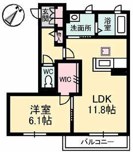 シャーメゾンASAKURA B棟(1LDK/1階)の間取り写真