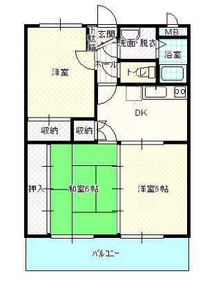ユーミー吉田(3DK/1階)の間取り写真