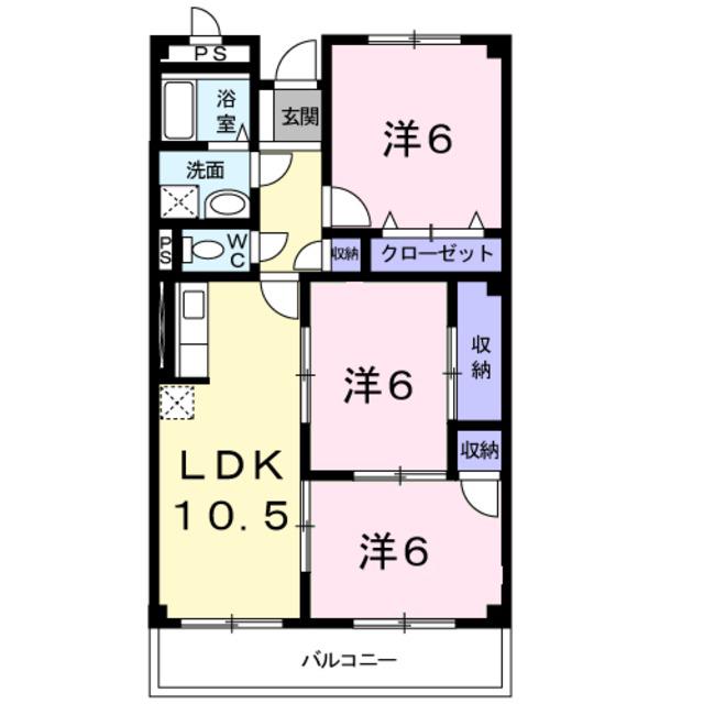 ニューサンライズ(3LDK/2階)の間取り写真