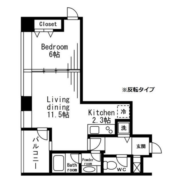 レジディアタワー麻布十番(1LDK/10階)の間取り写真
