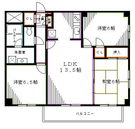 カサベラ(3LDK/4階)の間取り写真