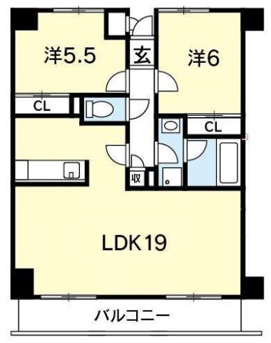 渭東レジデンス(2LDK/5階)の間取り写真