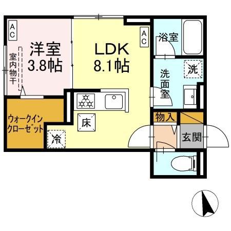 KURASHIRO(1LDK/1階)の間取り写真