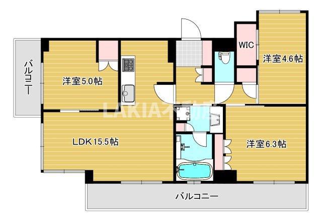 プラウドタワー阿倍野(3LDK/4階)の間取り写真