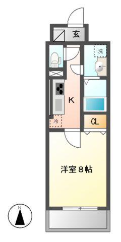 グランメゾン黒川(1K/6階)の間取り写真