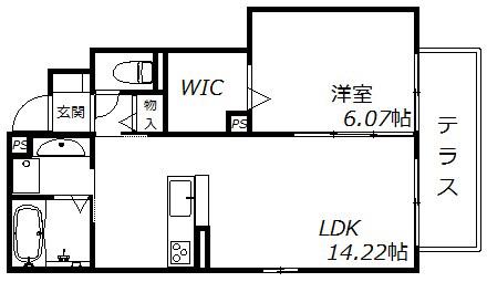 セルヴィス デ エスプリ(1LDK/1階)の間取り写真