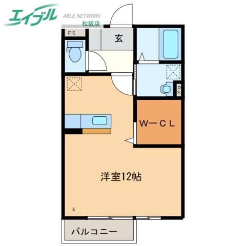 CONFORT B棟(ワンルーム/1階)の間取り写真