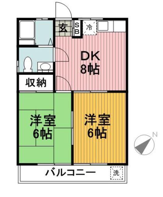 昼間ハイツ(2DK/2階)の間取り写真