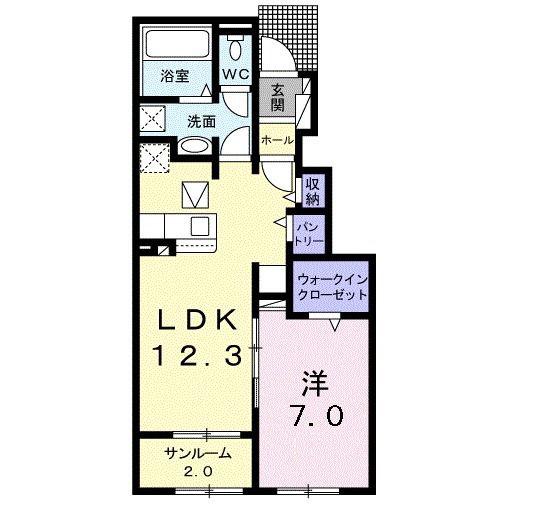 グレイス木津川 II(1LDK/1階)の間取り写真