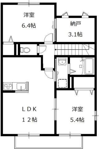 アムール(2SLDK/2階)の間取り写真