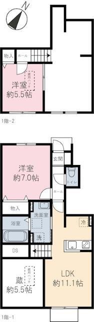 ファミールK(2LDK/1階)の間取り写真