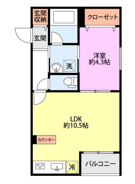 プリマヴェーラ(1LDK/1階)の間取り写真