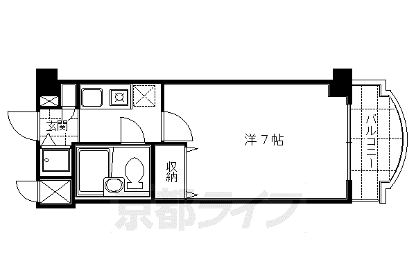 パラドール伏見(1K/7階)の間取り写真