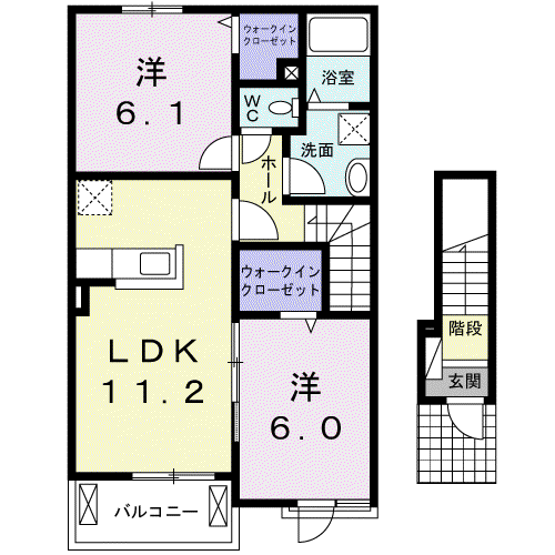 グランシャリオ・A(2LDK/2階)の間取り写真