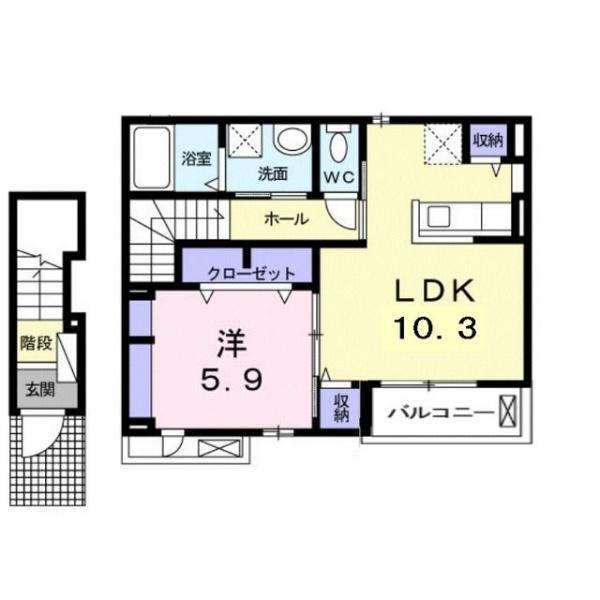 ラルーチェ(1LDK/2階)の間取り写真