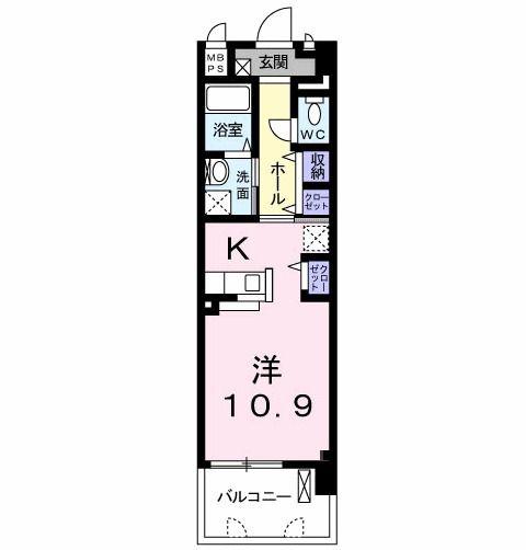 SOL LEVANTE 国府(ワンルーム/1階)の間取り写真