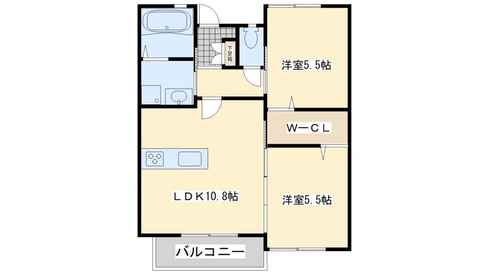 マキハウスII(2LDK/2階)の間取り写真