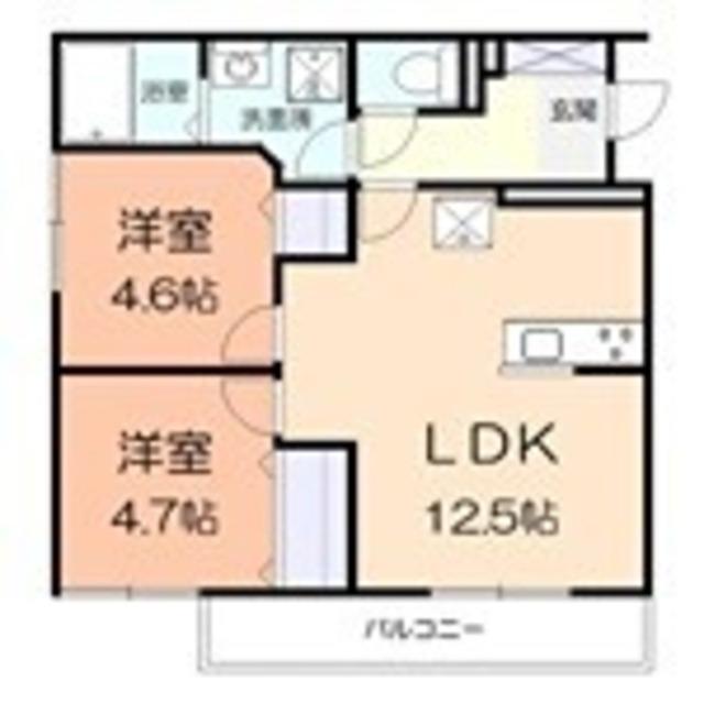 相模原市緑区東橋本4丁目アパート(2LDK/2階)の間取り写真
