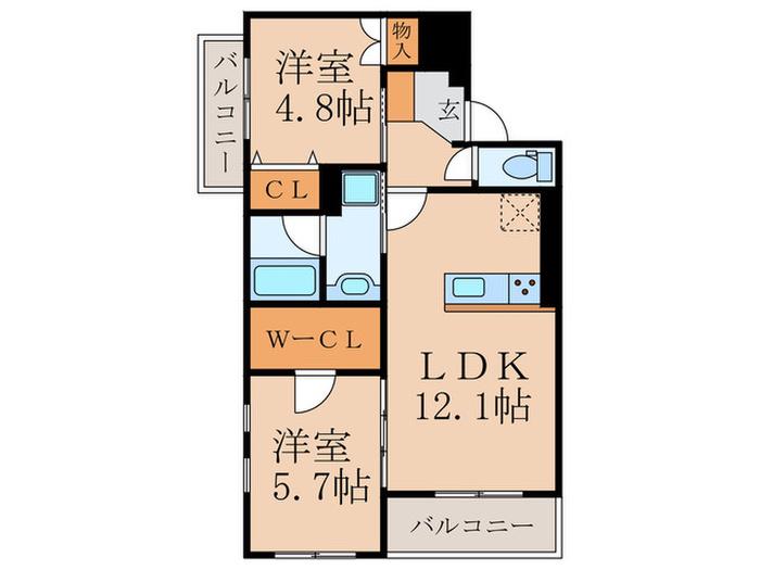 コートハウス行橋(2LDK/2階)の間取り写真