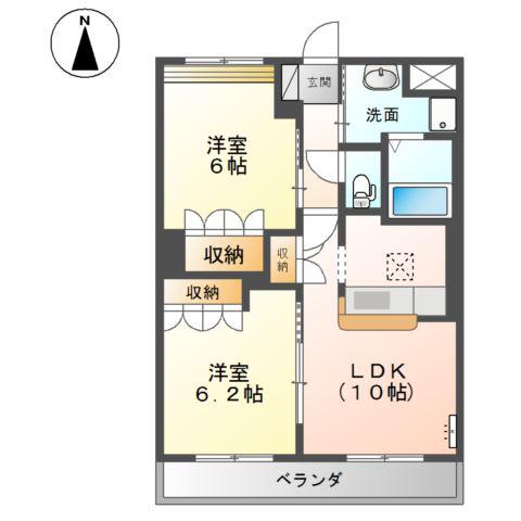 メイプルハイツ(2LDK/1階)の間取り写真