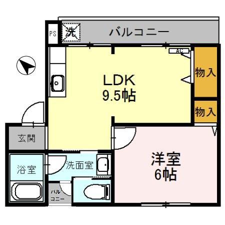グランコートビワコB-(1LDK/1階)の間取り写真