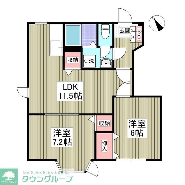 グリーンハイツイマイII(2DK/1階)の間取り写真