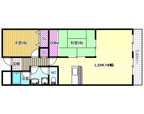 グランシャリオ(2LDK/3階)の間取り写真