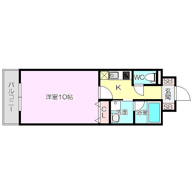 セレッソコート新大阪(1K/2階)の間取り写真