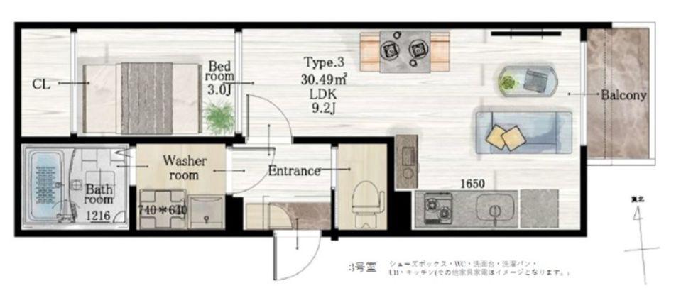 REGALEST六丁の目(1LDK/1階)の間取り写真