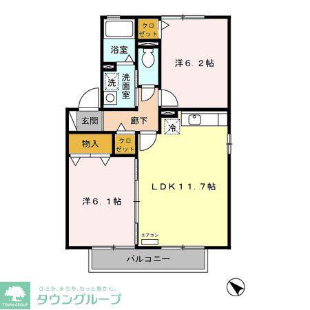 サンコート3番館(2LDK/2階)の間取り写真