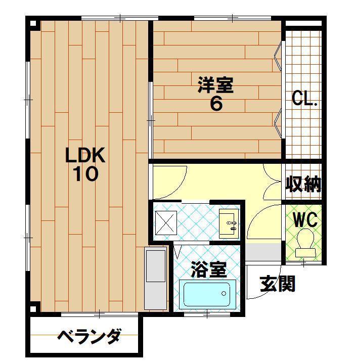 山田ビル(1LDK/3階)の間取り写真