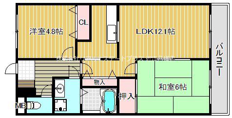 プロニティ桜宮(2LDK/3階)の間取り写真