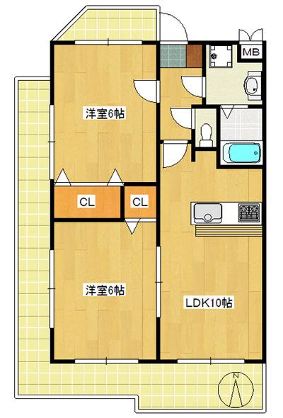 エーデルブルーメ真野(2LDK/4階)の間取り写真