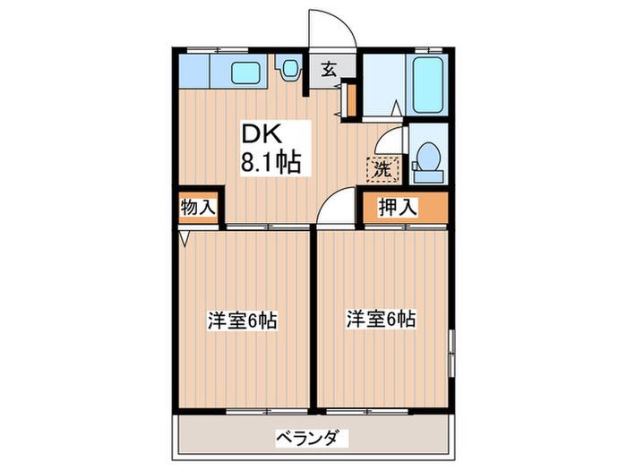 シティハイム アルコート(2DK/1階)の間取り写真
