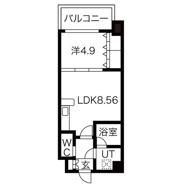 プレジオ中津(1LDK/7階)の間取り写真