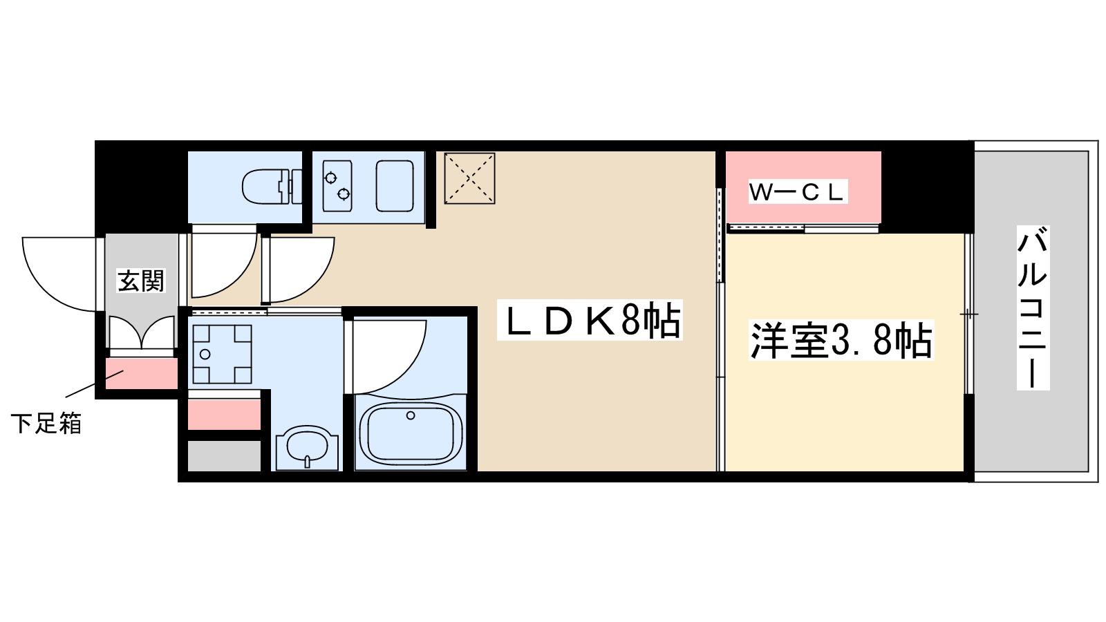 コンフォリア江坂(1LDK/12階)の間取り写真